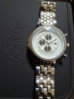 Men s Akribos Xxiv  Multi-function White Dial Stainless Steel Mesh Watch