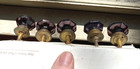 Set Of 5 Pretty Amethyst Glass Vintage Matching Drawer Pull Knobs With Nuts