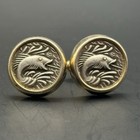 Vintage Anson Fish Cufflinks Gold   Silver Tone Fishing Nautical