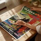 Vintage Alaska Travel Poster Wall Art - Pan Am Clipper Premium Quality