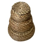 Seagrass Nesting Baskets Set 3 Round Lidded Storage Boho Woven