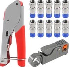 Rg6 Rg59 Coax Cable Compression Crimper Tool Kit with 10 Pcs Coaxial Compress   