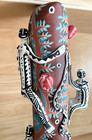 Unique Australian Aboriginal Art Hand Painted Terracotta Sculpture Didgeridoo