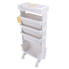 5-tier Pp Rolling Book Cart With Lockable Casters - White