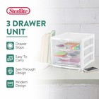 Sterilite Clearview Plastic Small 3 Drawer Desktop Storage Unit  White  6 Pack