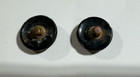 Pair Antique Victorian Bohemian Black Glass Buttons Art Nouveau Hand Paint 9 16 
