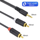 Rca Cables - 59in 5ft Stereo Jack To 2rca Plugs For Smartphone  Tablet  Hdtv  Dv