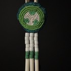 Vintage Native American Style Beaded Hair Drop Tie Medallion Cowrie Shell 12 