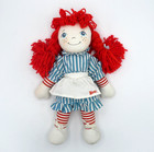 Wendy s Restaurant Mascot Rag Doll 14  Plush Toy Red Yarn Hair Blue Striped 2005
