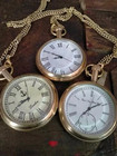 Lot Of 3 Vintage Brass Pocket Watches Antique Brass Collectible Timepieces Gift