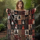 1pc Festive Christmas Quilted Flannel Blanket - Warm  Soft  And Cozy With Holida