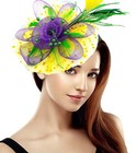 Womens Fascinators Tea Party Wedding Mesh Flower Pearl Feather Fascinator Hat   
