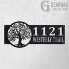 Personalized Tree Of Life Metal Address Sign - Hanging House Number Plaque