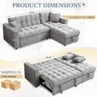 82 6 w Velvet Tufted L Shaped Sectional Couch Modern Futon Pull Out Sofa Bed
