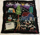 Handmade Chilean Arpillera Textile Art Embroidery Wall Hanging Farm Andes 13x13