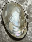 Vtg Victorian Mother Of Pearl Shell Trinket Box Hinged Pill Box Clutch Purse
