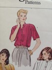 Vogue 8266 Blouse Button Shirt Sewing Pattern Ladies 8 Vtg Uc Loose Long Short