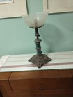 1880s Gas Parlor Lamp With Etched Bowl On Top  needs Exterior Conditioning