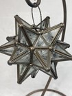 Vintage Moravian Star Candle Holder Hanging Lantern 7  Metal Glass Decor