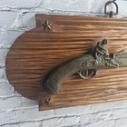 Brass Wooden Wall Hanging Guns Vintage Collectors Display 10  Pistol D  cor Rare