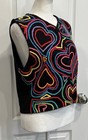 Michael Simon Vtg Y2k 90s Embroidered Hearts Sweater Vest M Valentine   s Day Love