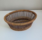 Woven Oval Basket Open Weave Wicker Rattan Storage Brown Two Tone