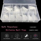 Stiletto Nail Tips  Xl Half Cover Clear Shape Tips Xl 