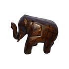 Dark Wooden Elephant Statue Hand Carved Dark Solid Wood Vintage 