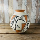 Signed Elizabeth Olguin Isleta Pueblo Native American Pottery Olla Vase 8    Nm