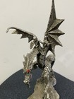 Vintage 1980s Hudson Pewter Dragon Figurine Redeye Fantasy Sculpture Usa  4285