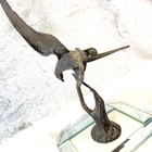 Vtg Flying Hawk Brass Sculpture Statue Antique Nature Majestic Figure Display 16