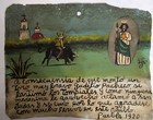 Vtg Hp Mexican Tin Retablo San Judas Cures Charro s Delicate Injury In 1920