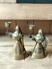 2 Vintage Mcm Mid Century Modern Brass Angel Candle Holder Oval Base Christmas 6