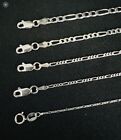  925 Sterling Silver Figaro Link Chains Men s women s 1mm - 4mm Length 16  -30 