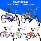 Vevor Foldable 24  26  1 7-speed Adult Trike Tricycle 3-wheel Bike W basket