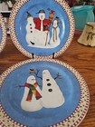 Debbie Mumm Snowman Set Of 4 Salad dessert Plates 8  Winter Christmas