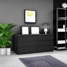 Tvilum 6 Drawer Double Dresser Storage Black Woodgrain Modern Design