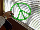 Vintage Mid Century Modern 13  Green Lucite Acrylic Peace Sign Mod Wall Decor