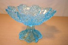 Mckee   Co Russian Diamond Blue Footed Compote Bowl