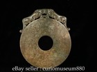 5 3  Old Chinese Natural Hetian Jade Carving Tiger Beast Inscription Amulet Bi