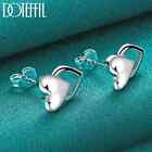 Doteffil 925 Sterling Silver Heart Bracelet Earring Set Woman Man Charm Jewelry