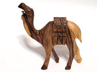 Vintage Hand Carved Wooden Camel Figure Copper Tone Chain