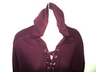 Pink Republic Knit Top Hoodie Women s Size Xl Plum Long Sleeves Laced Neckline