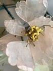 Very Large Carved Stone Art 5 Flower Decoration Sculpture Vintage
