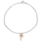 Estate Italy Sterling Silver 925 Gold-tone Palm Tree Charm Anklet 9 -10 