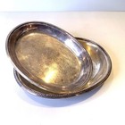 Vintage 2pc Silver Plated Oval Serving Dishes With Hallmarks Nesting Bowls