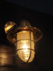 Pair Of Antique Brass Wall Lights     Swan Neck Design With Nautical Shades