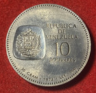 Venezuela 10 Bolivares 1973 Silver Coin Y 45 T8810