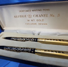 Chanel No 5 Arpege 14k Gold Filigree Perfumed Ballpoint Pen Set In Box Vtg