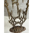 Vintage Wainberg Brutalist Brass Hanukkah Menorah   Heavy Swiveling Sections Mcm